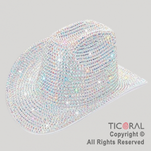 SOMBRERO COWBOY GEMAS IRIDISCENTE BLANCO x 1